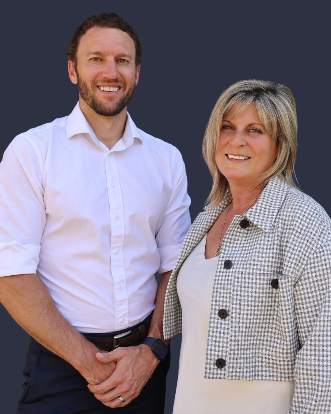 John and Trish Seacrist Real Estate Team navy background